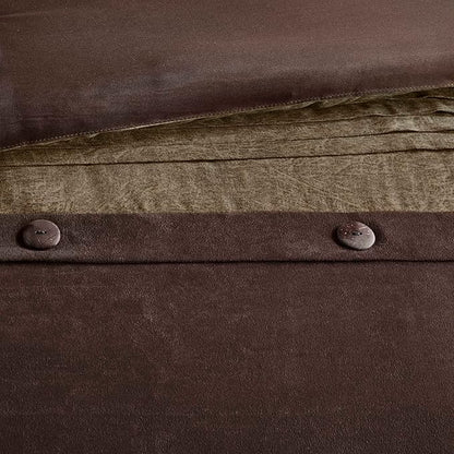Madison Park Boone Cozy Comforter Set, Faux Suede, Deluxe Hotel Styling All Season Down Alternative Bedding Matching Shams, Decorative Pillow, California King (104 in x 92in), Rustic Brown 7 Piece