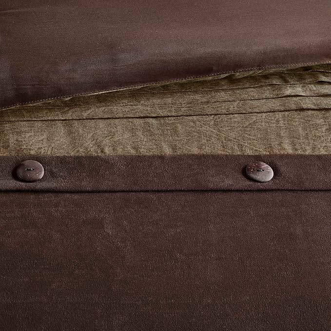 Madison Park Boone Cozy Comforter Set, Faux Suede, Deluxe Hotel Styling All Season Down Alternative Bedding Matching Shams, Decorative Pillow, King (104 in x 92 in), Rustic Brown 7 Piece