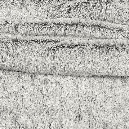 Lush Decor Emma Cozy Soft Fluffy Two Tone Faux Fur Comforter Set, Full/Queen, Gray - College Dorm Shaggy Plush Warm 3 Piece Bedding Set