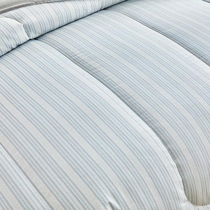 Joyreap 3pcs Cotton Comforter Set Queen, Light Blue Stripes Stylish Design, Soft Cozy Lightweight Bedding Comforter Set for All Seasons- 88x88 inches