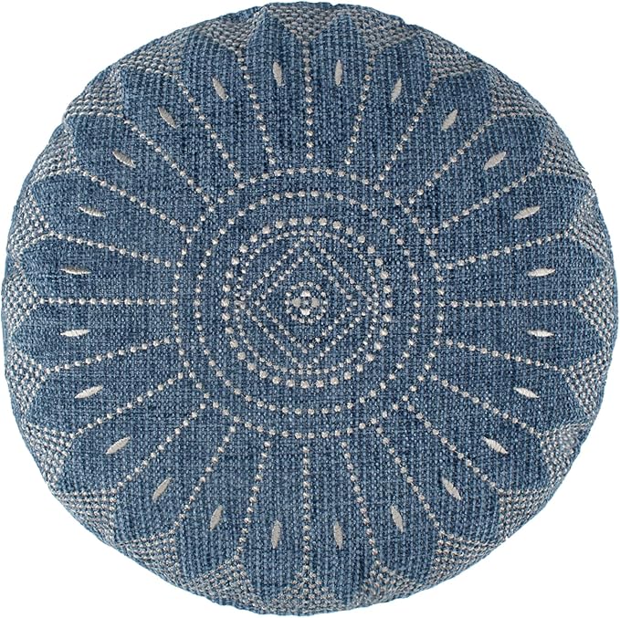 Levtex Home - Adare Blue - Decorative Pillow (16in. Round) - Madallion - Navy and Cream