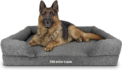 The Dog’s Bed Orthopedic Memory Foam Dog Bed with Bolsters, Linen Fabric, Grey Linen, XL
