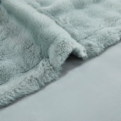 Modern Threads Water-Resistant Faux Rabbit Fur Pet Blanket for Dogs & Cats – Ultra-Soft Couch, Bed & Crate Protector, 50x60 Light Blue