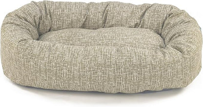 Majestic Pet 32 Inch Bagel Calming Dog Bed Washable – Cozy Soft Round Dog Bed with Spine Support for Dogs to Rest Their Head - Fluffy Donut Puppy Mat 32x23x7 (Inch) Medium – Tan