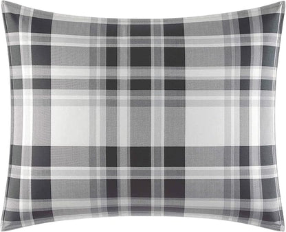 Eddie Bauer - King Comforter Set, Cotton Reversible Bedding with Matching Shams, Plaid Home Decor for All Seasons (Coal Creek Grey, King)