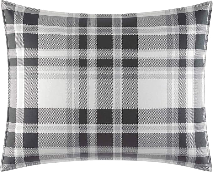 Eddie Bauer - Queen Comforter Set, Cotton Reversible Bedding with Matching Shams, Plaid Home Decor for All Seasons (Coal Creek Grey, Queen)