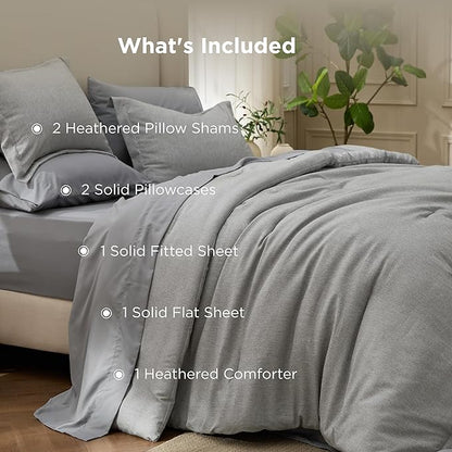 Bedsure Full Comforter Set Dark Grey - Bed in a Bag Full Size Bedding 7 Pieces, Cationic Dyed Bed Set Gift for Family, Dark Grey Soft Bedding for All Seasons Comforter with Sheets, Pillowcases & Shams