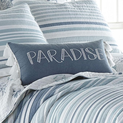 Levtex Home - Truro - Decorative Pillow (12 X 24in.) - Paradise - Dusty Blue and White