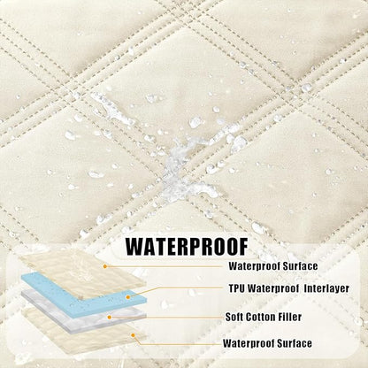 Smiry Waterproof Dog Bed Cover Blanket 30x53, Soft Reversible Pet Blanket, Washable Leakproof Cats Dogs Couch Cover for Sofa, Couch, Furniture, Beige/Beige