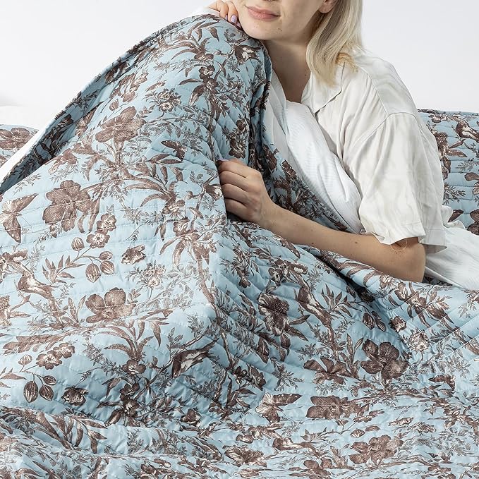 Quilt Set Queen Size Floral Patchwork Quilted, Soft Comforter Set Bedding Sets, Coverlet Bedspread Decorative Quilts with 2 Pillow Shams, (90"x90", 2 Pieces)
