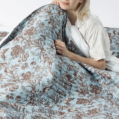 Quilt Set Queen Size Floral Patchwork Quilted, Soft Comforter Set Bedding Sets, Coverlet Bedspread Decorative Quilts with 2 Pillow Shams, (90"x90", 2 Pieces)