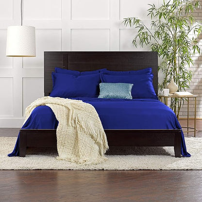 Pure Bamboo Split King Sheets, Genuine 100% Organic Viscose Derived from Bamboo Bed Sheet Set, Soft & Cooling, Double Stitching, 2 Fitted Sheets (Split King, Cobalt Blue)