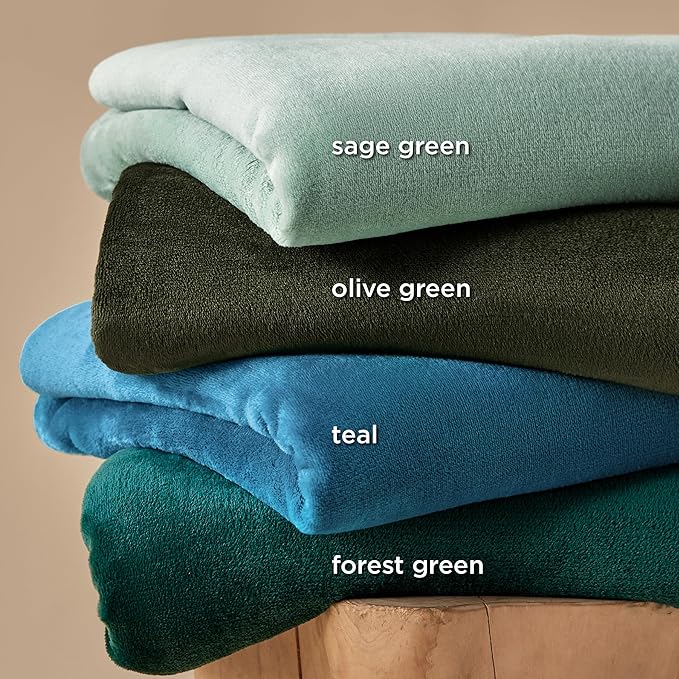Bedsure Fleece Blanket Queen Blanket Olive Green - Bed Blanket Soft Lightweight Plush Fuzzy Cozy Luxury Microfiber, 90x90 inches