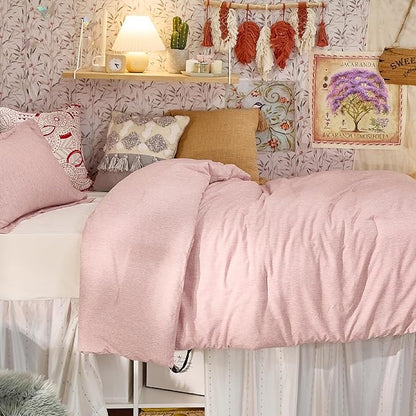 Bedsure Twin/Twin XL Comforter Set - Pink Soft Bedding for All Seasons, Cationic Dyed Bed Set, 2 Pieces, 1 Twin Size Comforter (68"x88") and 1 Pillow Sham (20"x26"+2")