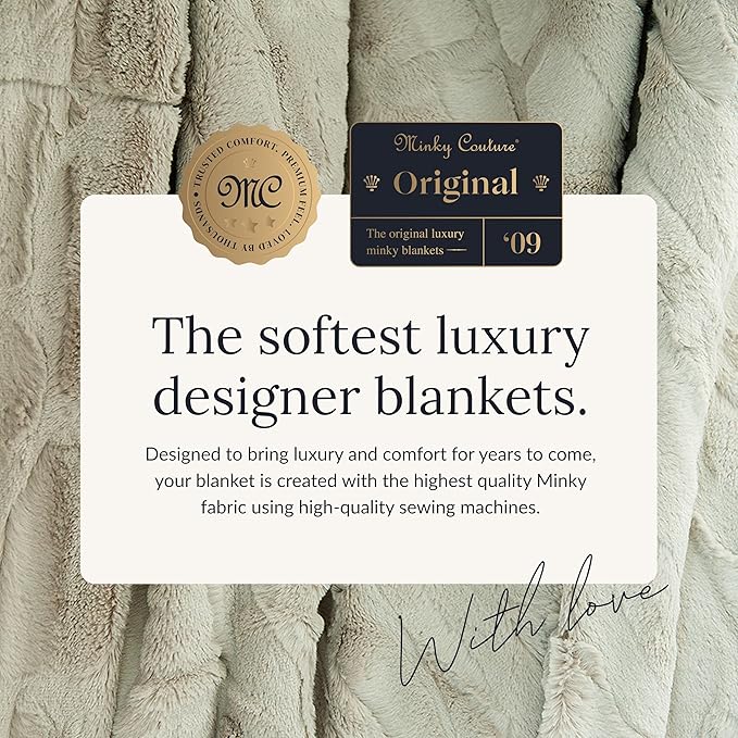 Minky Couture Sorbet Blanket - Ultra-Soft Throw for Silky Smooth Comfort - Premium Decorative Throw - Midweight, Breathable Fabric - Machine Washable Travel, Tranquil Dove