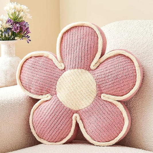 Pink Flower Shaped Pillow,13.7'' Flower Throw Pillow Floor Cushion for Sofa Couch Bed,Soft Daisy Pillow Decorative Throw Pillow Seating Cushion for Home Decor