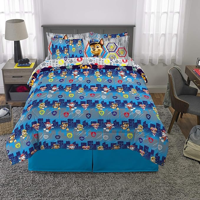 Franco Paw Patrol Kids Bedding Super Soft Comforter and Sheet Set with Sham, 7 Piece Queen Size, (Official Licensed Product)