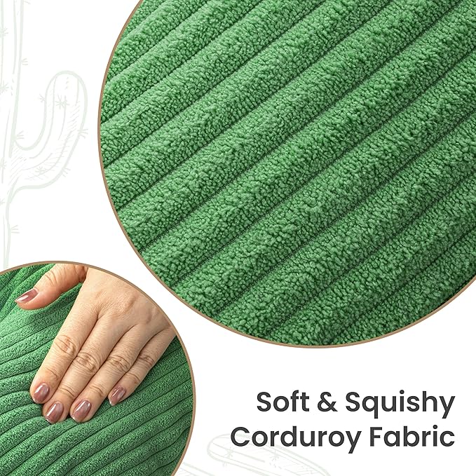 AELS Set of 2 Cactus Decorative Throw Pillows, 22"&14" Corduroy Striped Cactus Plush Pillow Set, Office Nap Pillow, Cute Succulent Throw Pillow for Nursery Bedroom Room Decor, Grass Green & Lime Green