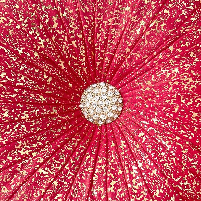 EUCIOR Round Throw Pillows,Pumpkin Pleated Handmade Throw Pillows,Red Throw Pillow Decorative Pillows for Home Decor Bedroom Living Room Couch Bed Sofa (Red)