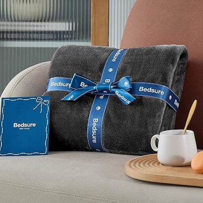 Bedsure GentleSoft Fleece Blanket Twin Size Dark Grey - 300GSM Lightweight Plush Fuzzy Cozy Soft Warm Blanket for Bed, Sofa, Couch, Travel, Camping, 60x80 inches