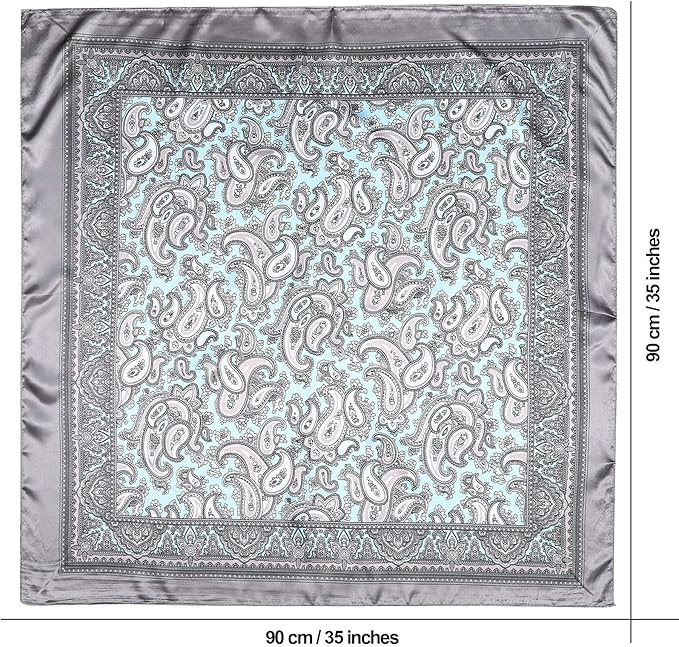 AWAYTR 35” Satin Large Square Head Scarves - 4PCS Silk Like Neck Scarf Hair Sleeping Wraps Satin Silk Scarfs for Women