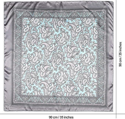 AWAYTR 35” Satin Large Square Head Scarves - 4PCS Silk Like Neck Scarf Hair Sleeping Wraps Satin Silk Scarfs for Women