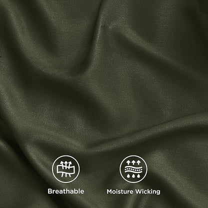 Bedsure Cooling Sheets Twin XL, Rayon Derived from Bamboo, Breathable & Soft Twin XL Sheet Sets, Deep Pocket Up to 16 Inches, Hotel Luxury Silky Dorm Bedding for Hot Sleepers, Olive Green