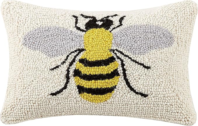 Peking Handicraft 30KSL173C12OB Bee Hook Pillow, 8x12 Hook Pillow