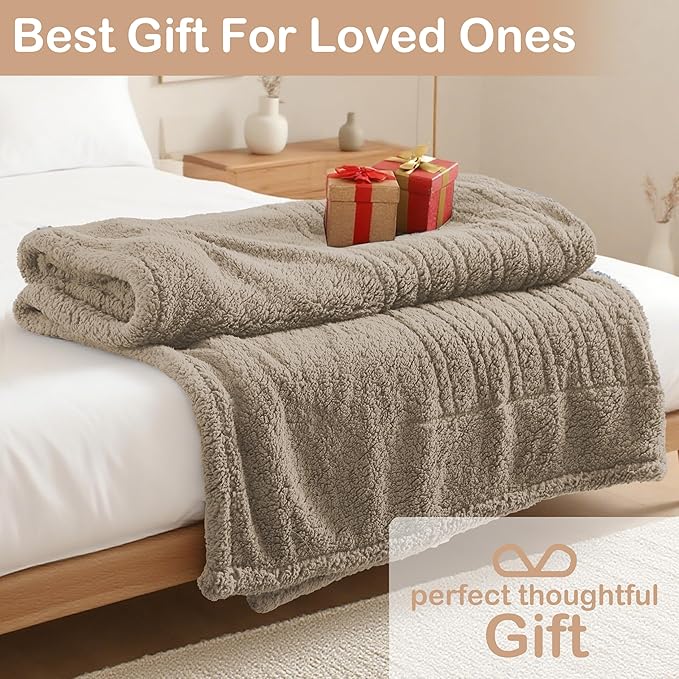 Electric Heated Blanket Twin Size 62"×84" with 9 Heating Levels & 1-10Hs Auto Off, Heating Blankets Double Sided Plush Sherpa, Energy Efficient, Machine Washable, Light Brown