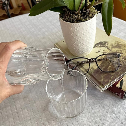 Lily's Home Vintage Style Bedside Night Water Carafe with Tumbler Glass, Use in Bedroom Bathroom, or Kitchen, Use Cup as Lid, Convenient and Stylish for Night Table, 16 Ounces