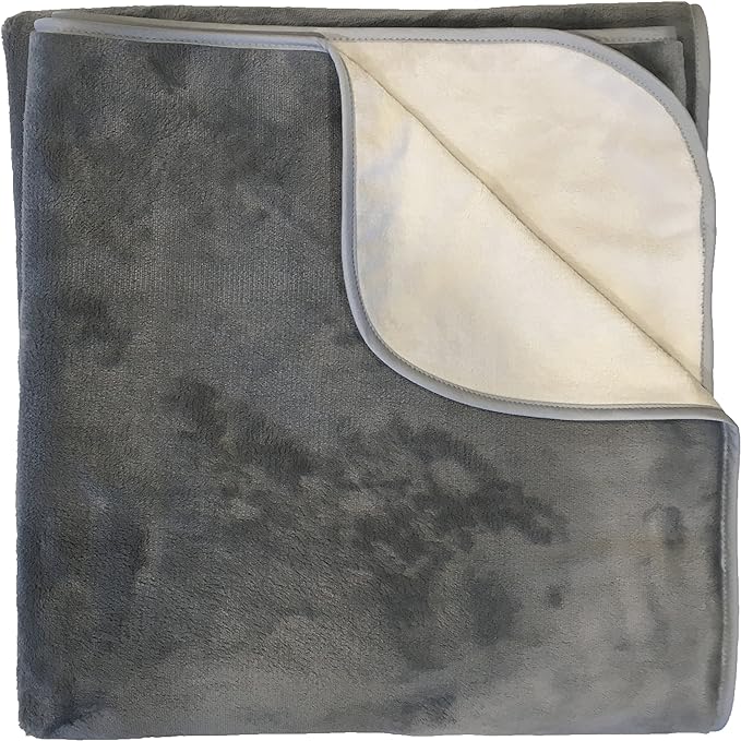 Mambe Silky Waterproof Throw for Protecting Furniture Bed Couch from Stains Caused by Dogs, Cats, Incontinence. Soft, Washable, Reversible. (Size Medium 70x70 inches, Color Buff/Dove)