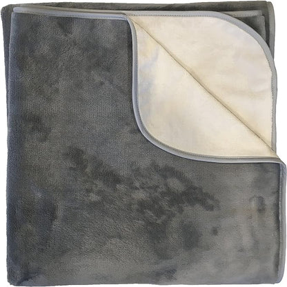 Mambe Silky Waterproof Throw for Protecting Furniture Bed Couch from Stains Caused by Dogs, Cats, Incontinence. Soft, Washable, Reversible. (Size Medium 70x70 inches, Color Buff/Dove)