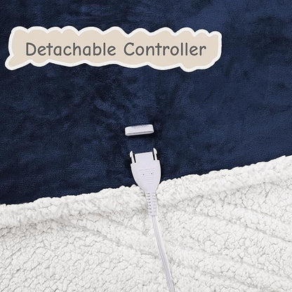 Electric Heated Blanket Full Size 72"x84", Soft Flannel with Overheat Protection, 9 Adjustable Heat Settings & 10-Hour Auto-Off Timer, Fast Heating for Winter Comfort, Navy Blue