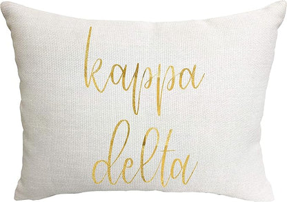 Sorority Shop Kappa Delta Pillow – Gold Script Design, 12" x 16" Lumbar Pillow Sorority