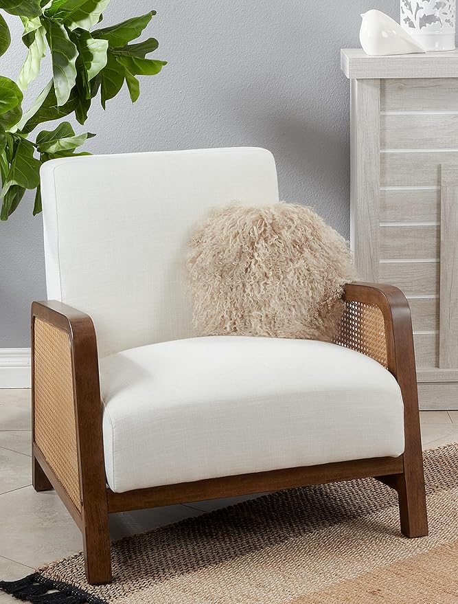 SARO LIFESTYLE Mongolian Lamb Fur Poly Filled Throw Pillow