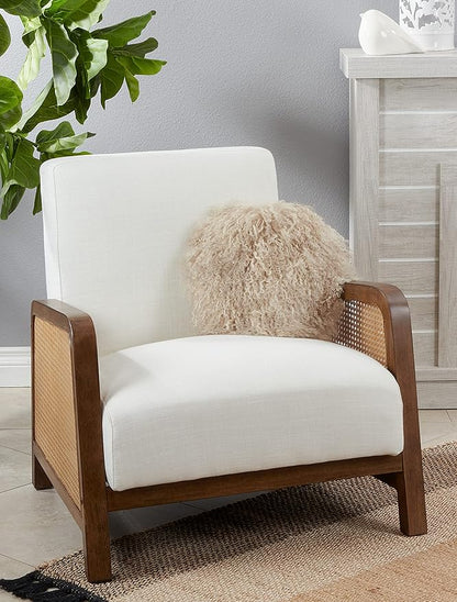 SARO LIFESTYLE Mongolian Lamb Fur Poly Filled Throw Pillow