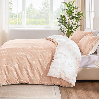 Love's cabin Pink Twin Comforter Set - Twin XL Size Comforter Set Dorm Bedding, 2 Pieces Cute Floral Bedding, Reversible Flowers Comforter, 1 Comforter & 1 Pillow Sham