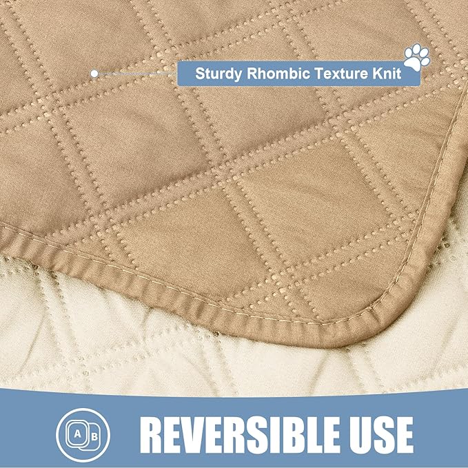 Smiry Waterproof Dog Bed Cover Pet Blanket, Soft Washable Dog Blanket for Furniture Bed Couch Sofa Reversible, Checkered (40"x70", Camel/Beige)