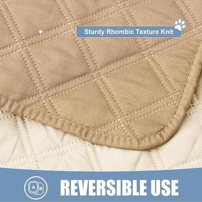 Smiry Waterproof Dog Bed Cover Pet Blanket, Soft Washable Dog Blanket for Furniture Bed Couch Sofa Reversible, Checkered (52"x82", Camel/Beige)