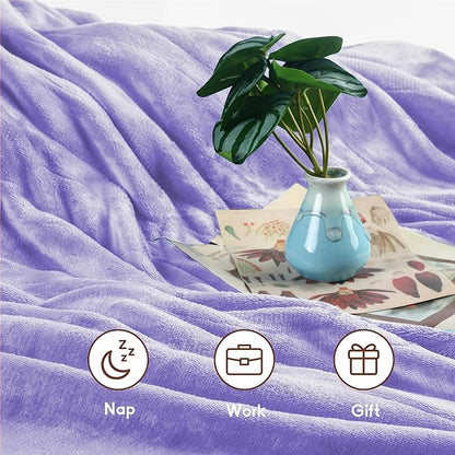 Electric Heated Blanket King Size 90"×100", Comfortable & Luxurious Flannel, 4 Heating Levels & 10 H Auto Shut Off, Light Purple