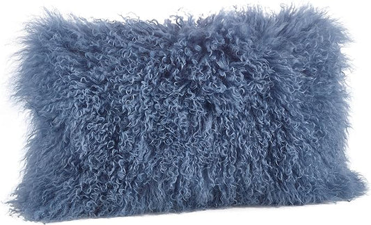 SARO LIFESTYLE Mongolian Lamb Fur Poly Filled Throw Pillow