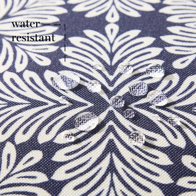 Martha Stewart Tulum Indoor Outdoor Decorative Lumbar Pillow 2-Pack Set, UV Fade Resistant, Water Repellent, Printed Modern Design, Navy Blue, 11"x18"