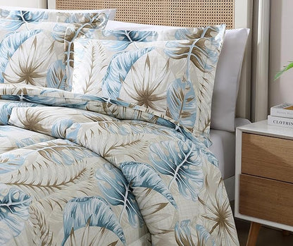 Caribbean Joe King 3-Piece Comforter Set, Tropical Coastal Beach Design Bedding, Dancing Palms