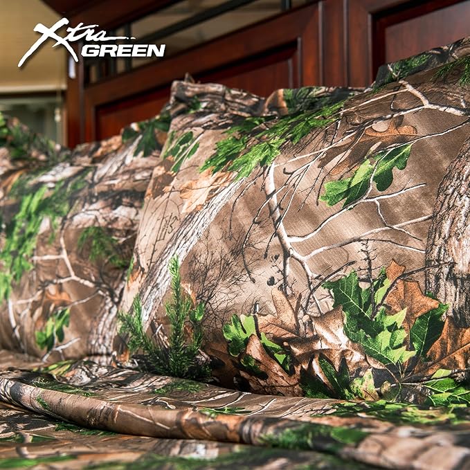 Northwest Realtree Full/Queen Size 1 Comforter and 2 Sham Set, All Seasons, Men and Women Soft Cabin Bedding, Xtra Green Camo