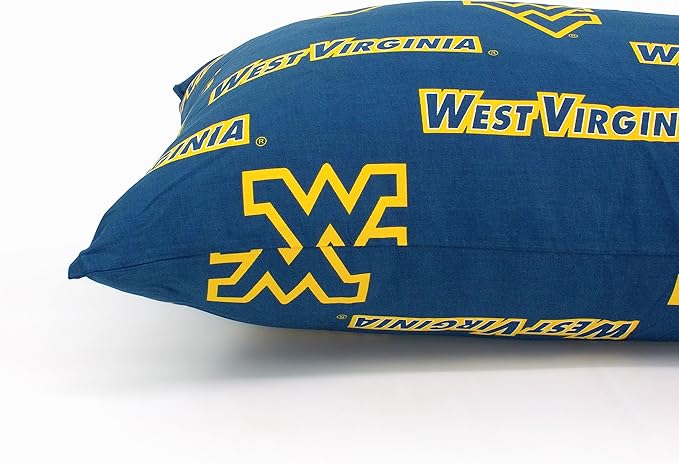 College Covers Everything Comfy West Virginia Mountaineers Pillowcase Pair, King, 20" x 40", Includes 2 King Pillowcases