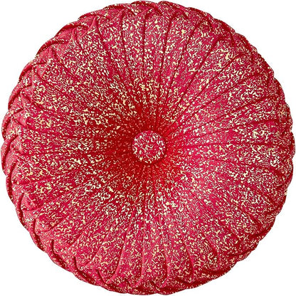 EUCIOR Round Throw Pillows,Pumpkin Pleated Handmade Throw Pillows,Red Throw Pillow Decorative Pillows for Home Decor Bedroom Living Room Couch Bed Sofa (Red)