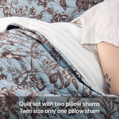 Quilt Set Queen Size Floral Patchwork Quilted, Soft Comforter Set Bedding Sets, Coverlet Bedspread Decorative Quilts with 2 Pillow Shams, (90"x90", 2 Pieces)