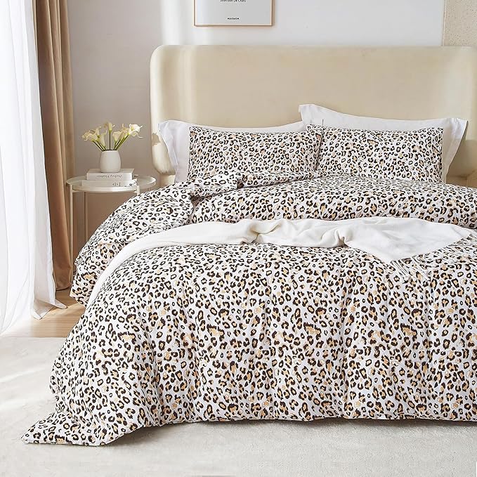 mixinni Black Brown Leopard Print Comforter Set Twin XL Size Women Ultra Soft Wildlife Animal Cheetah Print Comforter Men Abstract Bedding Set with 2 Pillowcases for All Seasons-Twin XL Size