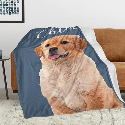 Personalized Pets Blanket with Photos, Custom Dog Blanket for Small Dogs, Personalized Dog Blankets with Picture, Dog Memorial Gifts for Loss of Dog, Gifts for Pets Bereavement/Passing Away
