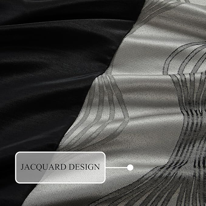 Stratford Park Black and Silver Comforter Set California King Size,Elegant 7 Pieces Striped All Season Bedding Set